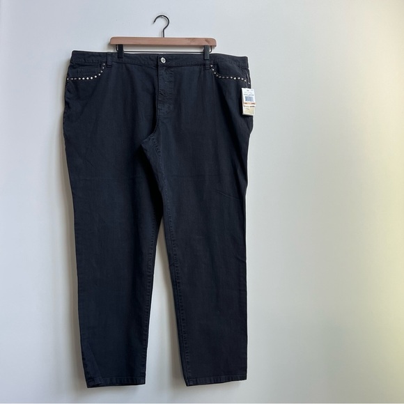 New MICHAEL Michael Kors Studded Metal Plus Size 24W Faded Black Denim Jeans - Picture 3 of 16